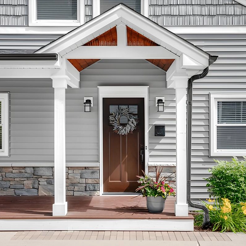 Front porch with white railings